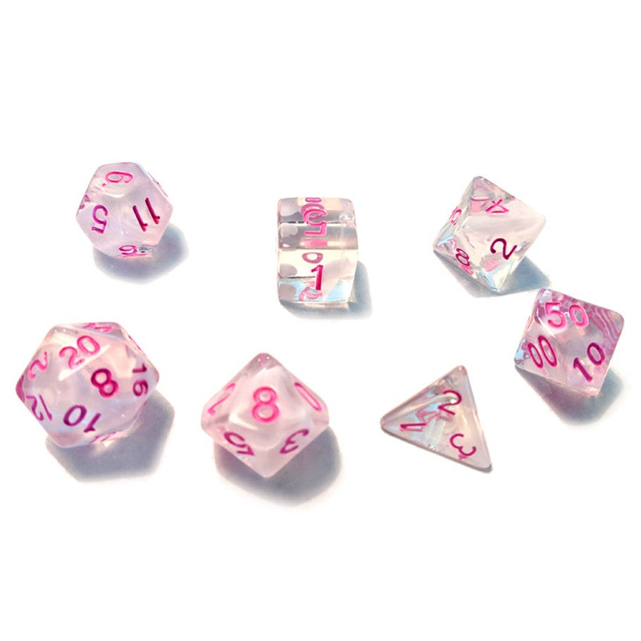 Sirius Dice: White Cloud with Pink Ink RPG Set