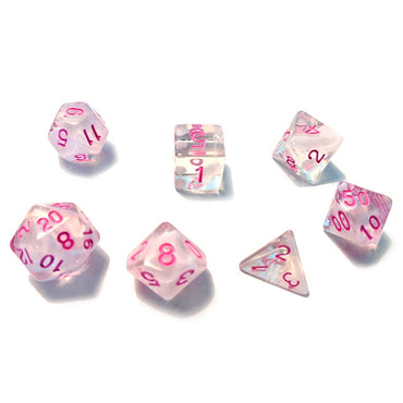 Sirius Dice: White Cloud with Pink Ink RPG Set