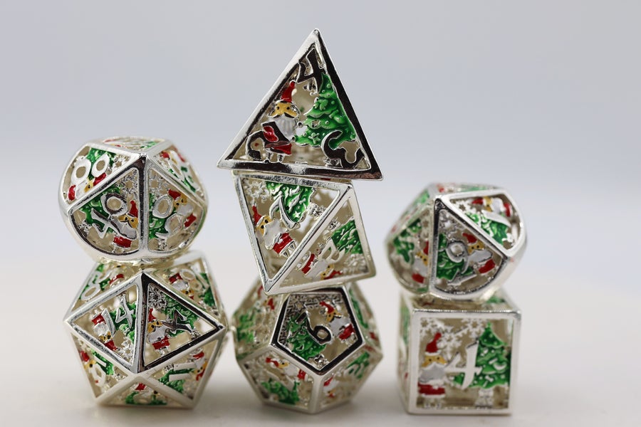 Silver Bells Hollow Metal RPG Dice Set
