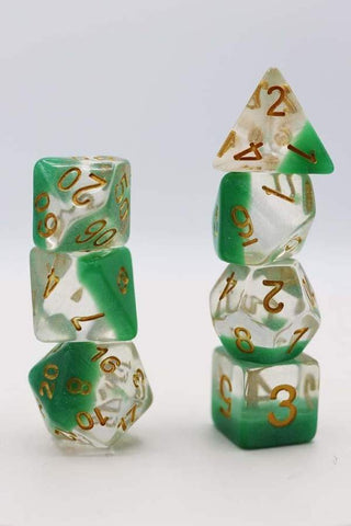 Snowglobe Green Glitter RPG Dice Set