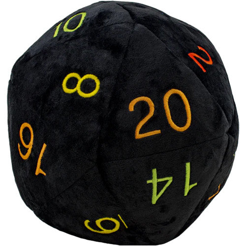 D20 Jumbo Plush: Black/Rainbow